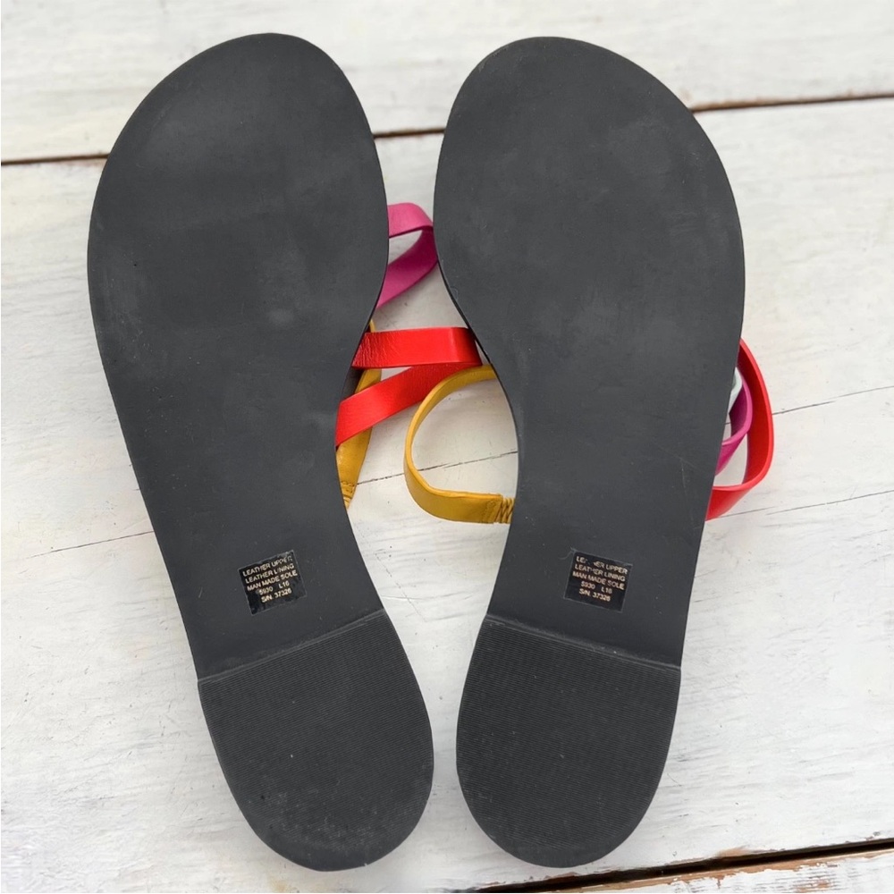 Tory Burch Patos Flat Slide On Multi Color Strappy Leather Sandals 6.5M Shoes TB - Picture 9 of 11